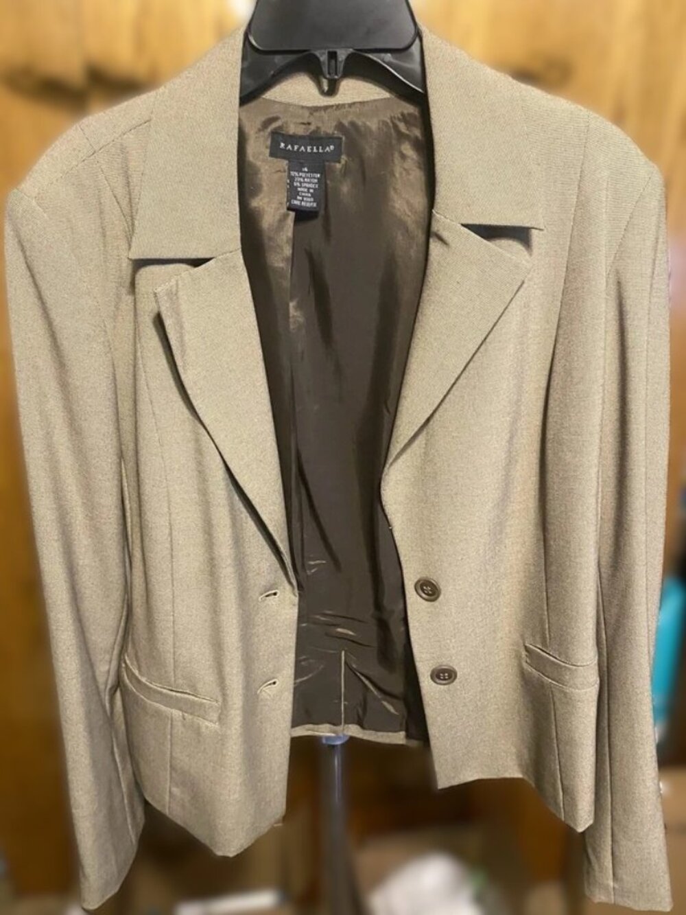 Rafaella Women’s Olive Black Micro Houndstooth Blazer Size 14